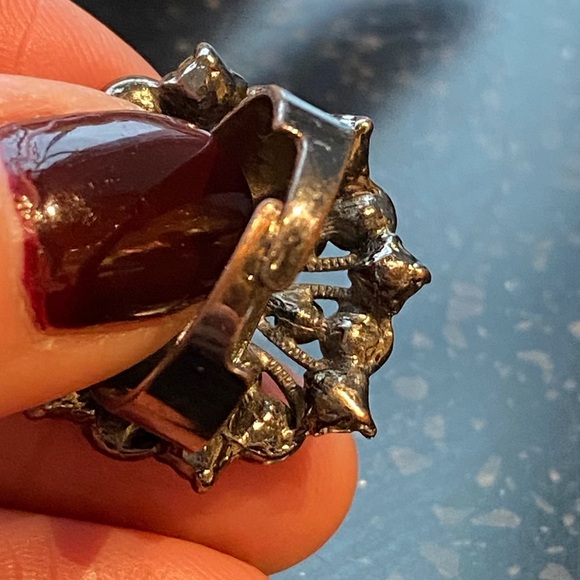 Vintage 50s 60s Silver Pronged Clear Cluster Rhinestone Star Ring - Picture 4 of 5